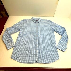 UnTuckIt Blue White Gingham Long Sleeve Shirt Mens Size XL Tall‎ Regular *FLAW